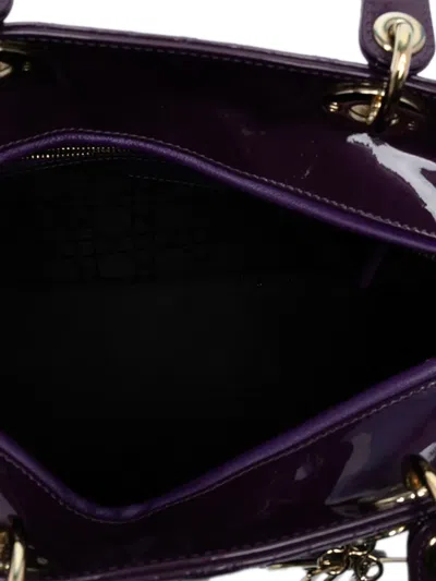 Pre-owned Dior 2012 Large Patent Cannage Lady  Satchel In Purple