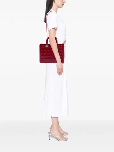Pre-owned Dior 2012 Large Patent Cannage Lady  Satchel In Red