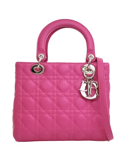 Pre-owned Dior 2012 Medium Lambskin Cannage Lady  Satchel