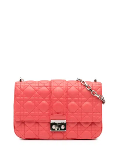 Pre-owned Dior 2012 Medium Lambskin Cannage Miss  Flap Shoulder Bag In Pink