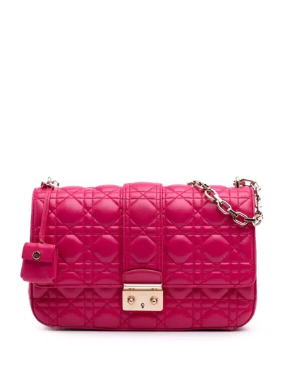 Pre-owned Dior 2012 Medium Lambskin Cannage Miss  Flap Shoulder Bag In Pink