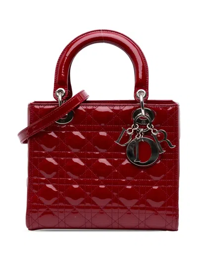 Pre-owned Dior 2012 Medium Patent Cannage Lady  Satchel