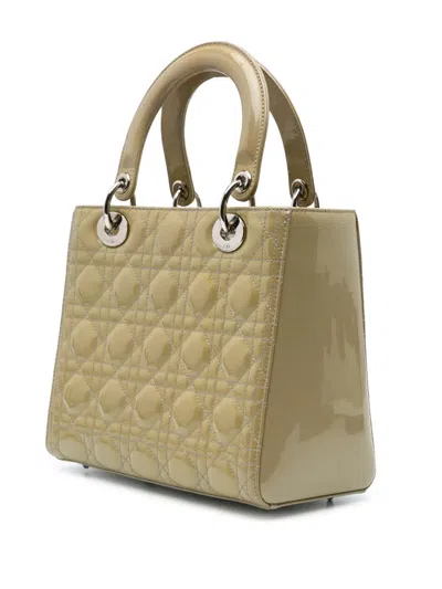 Pre-owned Dior 2012 Medium Patent Cannage Lady  Satchel In Brown