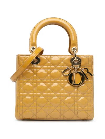 Pre-owned Dior 2012 Medium Patent Cannage Lady  Satchel In Brown