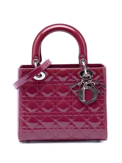 Pre-owned Dior 2012 Medium Patent Cannage Lady  Satchel In Pink
