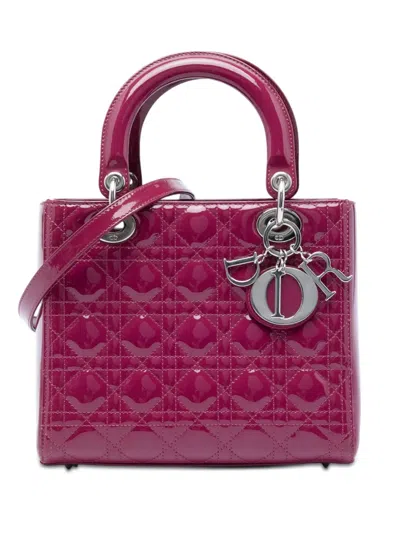 Pre-owned Dior 2012 Medium Patent Cannage Lady  Satchel In Pink