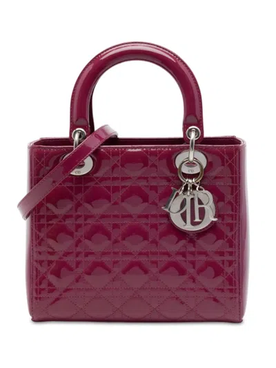 Pre-owned Dior 2012 Medium Patent Cannage Lady  Satchel In Pink