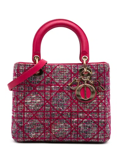 Pre-owned Dior 2012 Medium Tweed Macrocannage Lady  Satchel