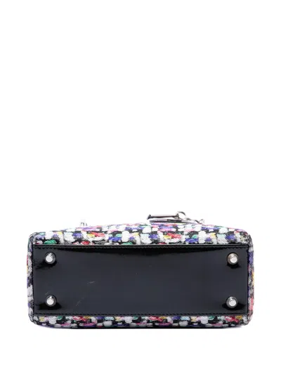 Pre-owned Dior 2012 Mini Multicolor Metallic Fabric And Patent Leather Lady  Satchel In Black
