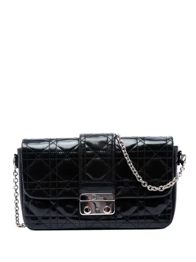 Pre-owned Dior 2012 Patent Cannage Miss  Promenade Crossbody Bag In Black