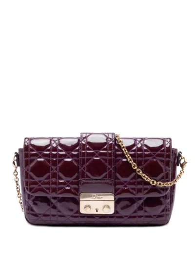 Pre-owned Dior 2012 Patent Cannage New Lock Pouch Crossbody Bag In Purple