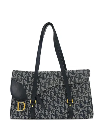 Pre-owned Dior 2012 Trotter Monogram Tote Bag In Blue