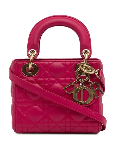 Pre-owned Dior 2013  Mini Lambskin Cannage Lady In Pink