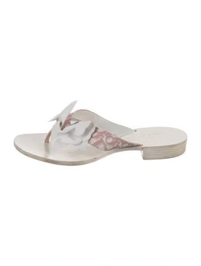 Pre-owned Dior 2013 Issimo Pattern Flip Flops In White