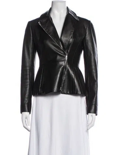 Pre-owned Dior 2013 Lamb Leather Biker Jacket In Black