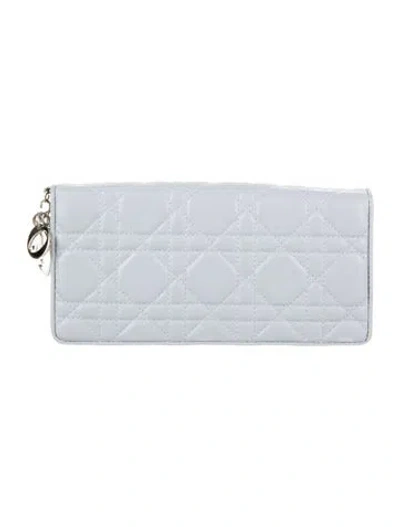 Pre-owned Dior 2013 Leather Continental Wallet In Blue