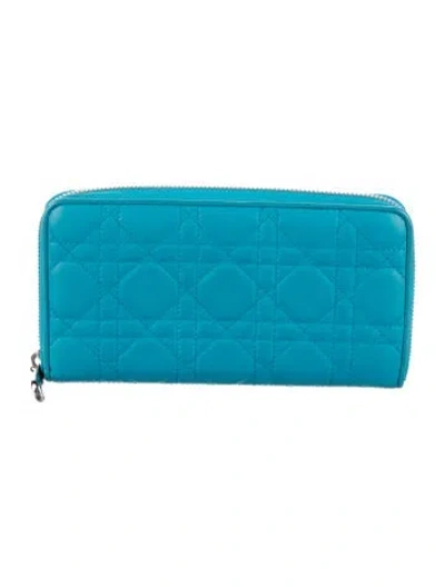 Pre-owned Dior 2013 Leather Continental Wallet In Blue