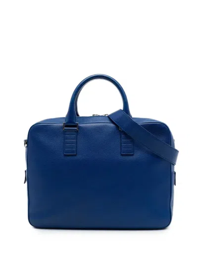 Pre-owned Dior 2013 Leather Homme Business Bag In Blue