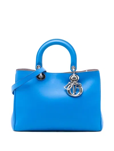 Pre-owned Dior 2013 Medium Calfskin Issimo Tote Satchel In Blue