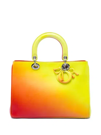Pre-owned Dior 2013 Medium Gradient Calfskin Issimo Satchel In Yellow