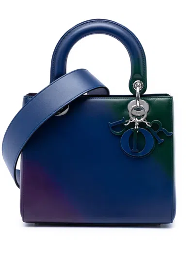 Pre-owned Dior 2013 Medium Ombre Calfskin Lady  Satchel In Blue