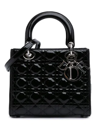 Pre-owned Dior 2013 Medium Patent Cannage Lady  Satchel