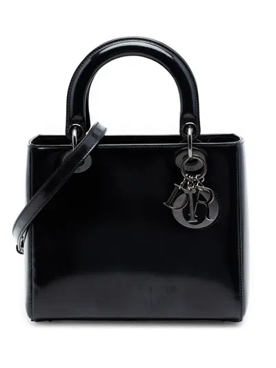 Pre-owned Dior 2013 Medium Patent Lady  Satchel In Black
