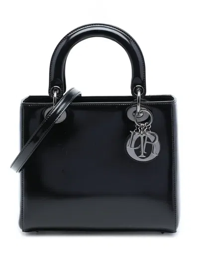 Pre-owned Dior 2013 Medium Patent Lady  Satchel In Black