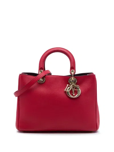 Pre-owned Dior 2013 Medium Pebbled Calfskin Issimo Satchel In Red