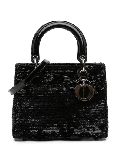 Pre-owned Dior 2013 Medium Sequins Lady  Satchel In Black