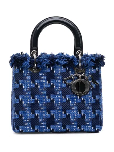 Pre-owned Dior 2013 Medium Tweed Lady  Satchel In Black