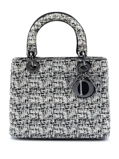 Pre-owned Dior 2013 Medium Tweed Lady  Satchel In Black