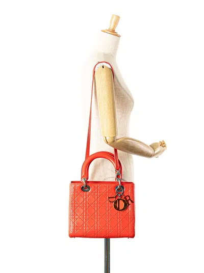 Pre-owned Dior 2013 Medium Ultra Matte Calfskin Cannage Embossed Lady  Satchel