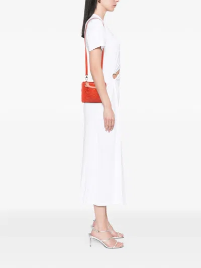 Pre-owned Dior 2013 Mini Lambskin Cannage Lady  Satchel In Orange