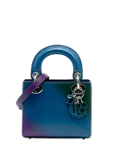 Pre-owned Dior 2013 Mini Ombre Calfskin Lady  Satchel In Blue