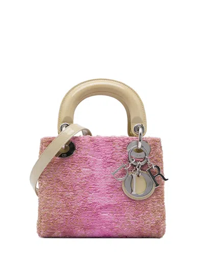 Pre-owned Dior 2013 Mini Patent Sequined Lady  Satchel In Pink