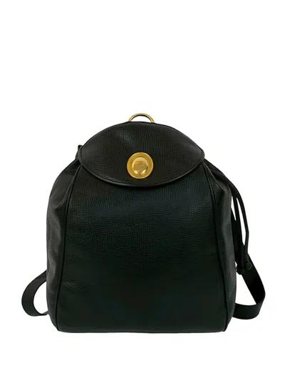 Pre-owned Dior 2013-2025 Grained Leather Backpack In Black
