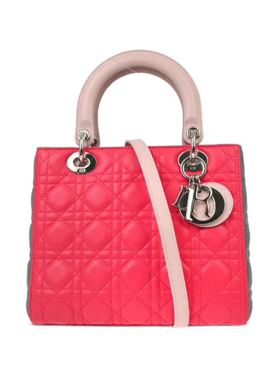 Pre-owned Dior 2014 Cannage Lady  Two-way Handbag In ピンク