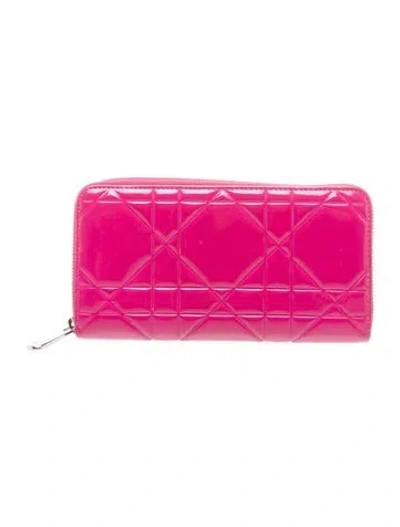 Pre-owned Dior 2014 Cannage Pattern Continental Wallet In Pink