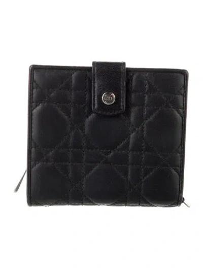 Pre-owned Dior 2014 Lady  French Compact Compact Wallet In Black