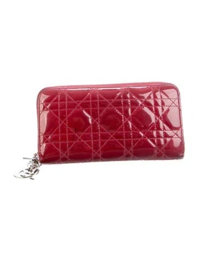 Pre-owned Dior 2014 Lady  Voyageur Wallet In Red