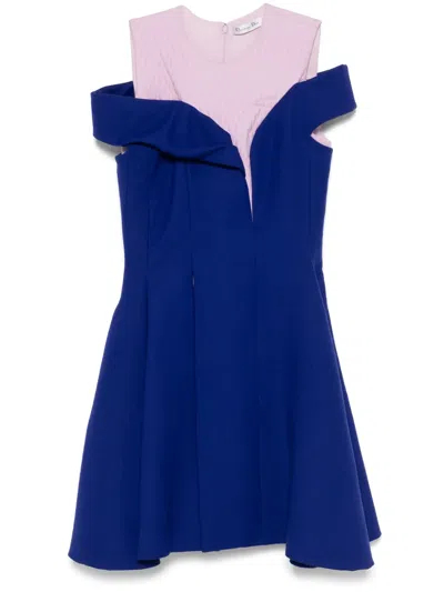 Pre-owned Dior 2014 Layered Mini Dress In Blue