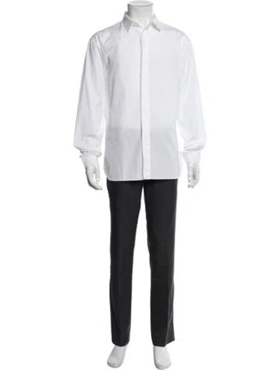 Pre-owned Dior 2014 Long Sleeve Tuxedo Shirt In White