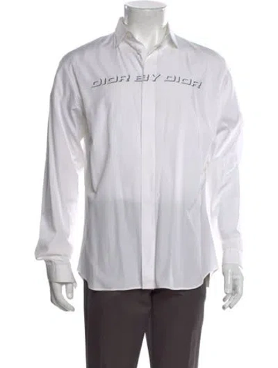 Pre-owned Dior 2014 Long Sleeve Tuxedo Shirt In White