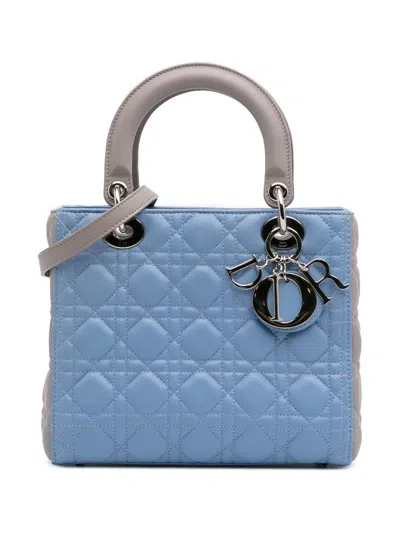 Pre-owned Dior 2014 Medium Bicolor Lambskin Cannage Lady  Satchel