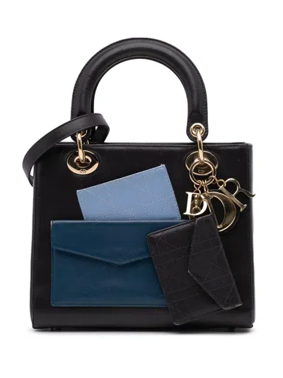 Pre-owned Dior 2014 Medium Calfskin Pockets Lady  Satchel In Black