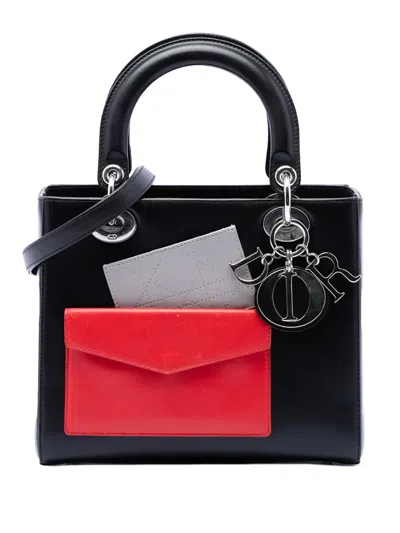 Pre-owned Dior 2014 Medium Calfskin Pockets Lady  Satchel In Black