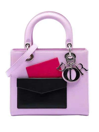 Pre-owned Dior 2014 Medium Calfskin Pockets Lady  Satchel In Purple