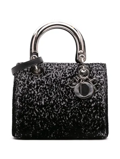 Pre-owned Dior 2014 Medium Fabric Lame Lady  Satchel