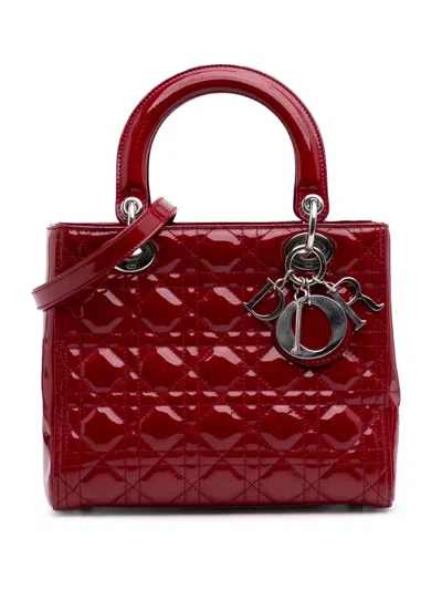 Pre-owned Dior 2014 Medium Patent Cannage Lady  Satchel